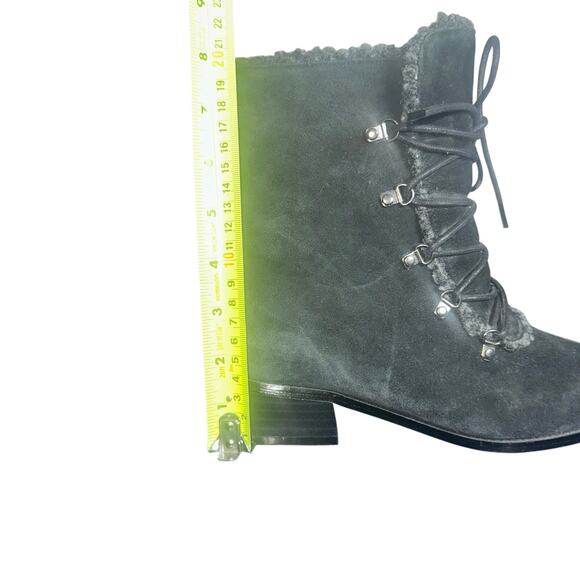 AJ Valenci Valencia black Suede Shearling Lace-Up Ankle Boots Women’s 8W wide - Picture 10 of 12